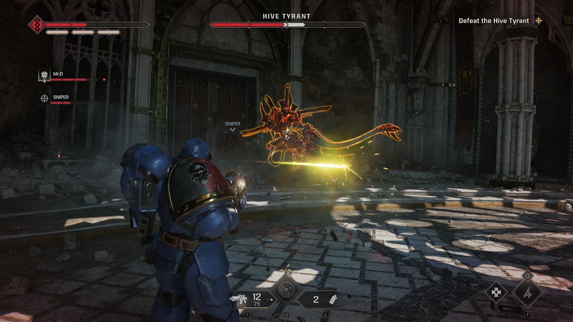 Defeating Hive Tyrant in Warhammer 40k: Space Marine 2 (Image via Focus Entertainment)