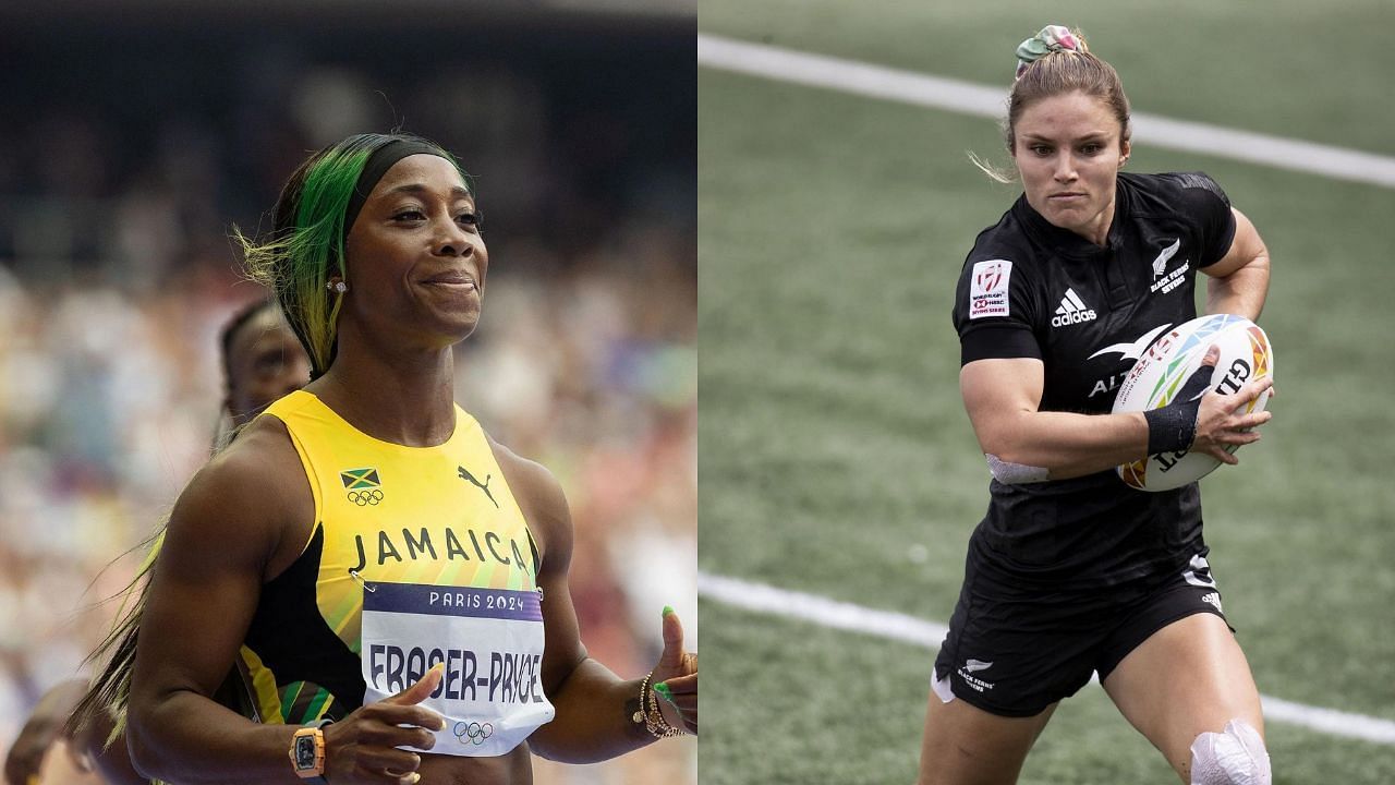 Shelly-Ann Fraser Pryce and Michaela Blyde (Images via: Both Getty)