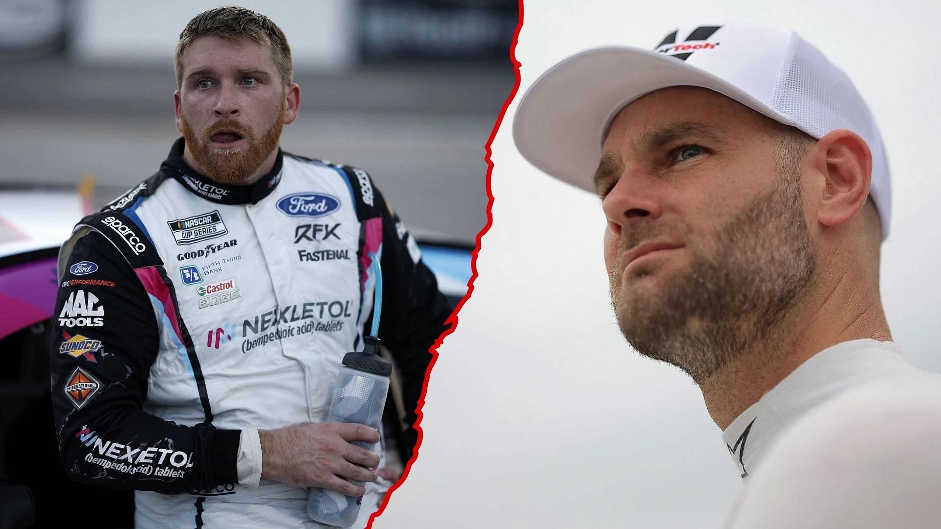 Chris Buescher (L) and Shane van Gisbergen (R) battled in the final lap to win at Watkins Glen (Image: Getty)