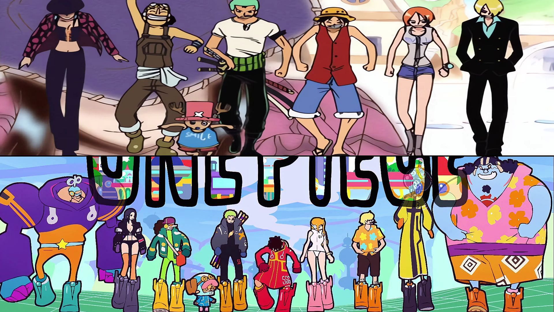 The Straw Hat Pirates then and now (Image via Toei Animation)