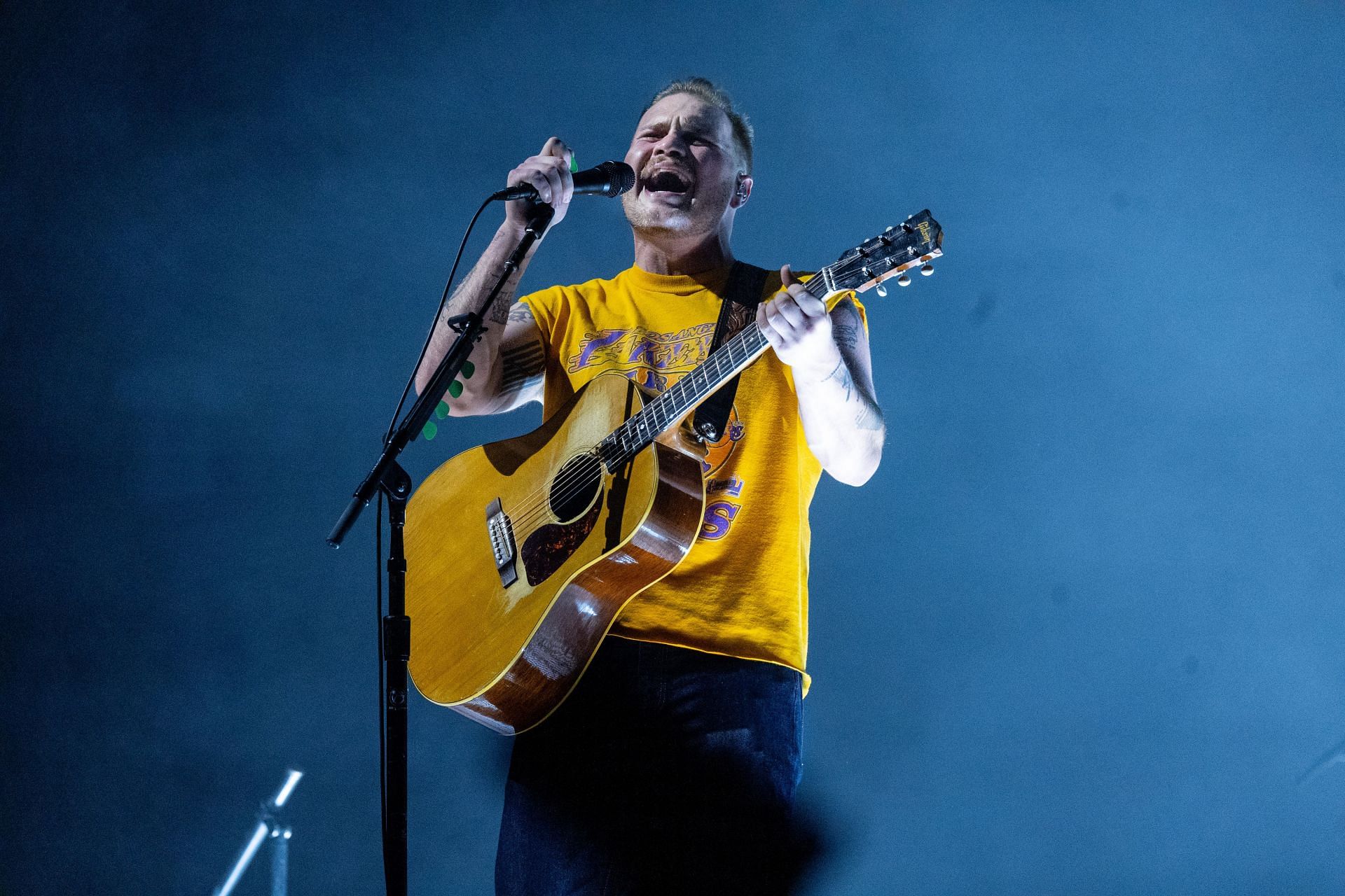 Zach Bryan performs at a concert at Crypto.com Arena with War &amp; Treaty and Levi Turner as the opening acts... - Source: Getty