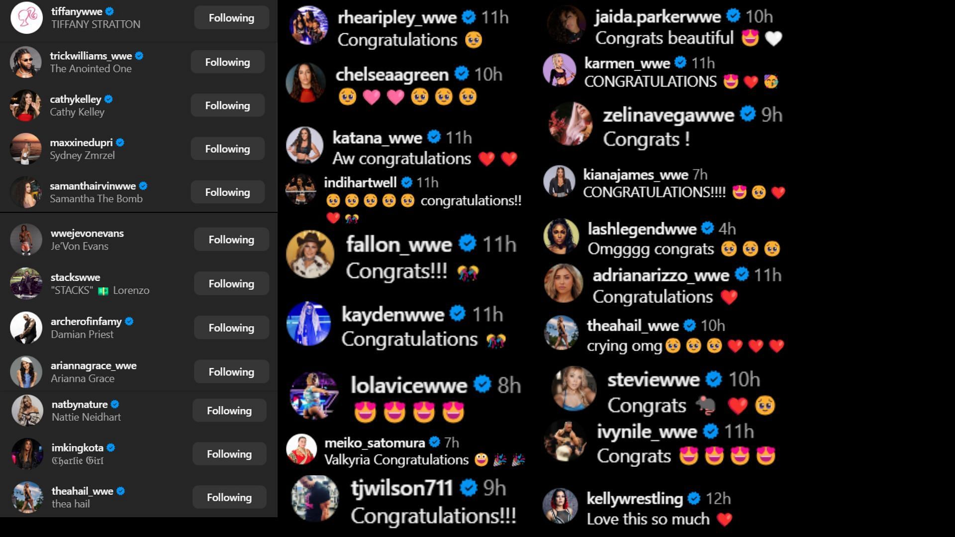 Screenshot of stars&#039; likes and comments on Lyra Valkyria&#039;s post [Image credits: Valkyria&#039;s Instagram handle]