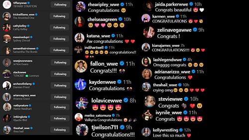 Screenshot of stars' likes and comments on Lyra Valkyria's post [Image credits: Valkyria's Instagram handle]
