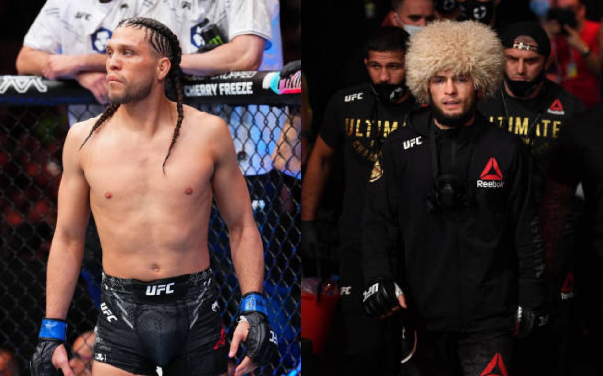 Brian Ortega (left) reveals he accepted a short-notice bout with Khabib Nurmagomedov (right) [Image credits: Getty Images]