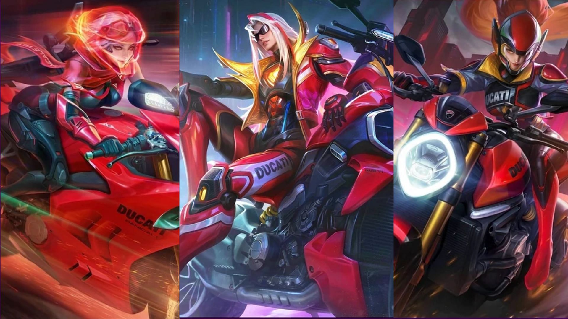 All three MLBB x Ducati skins (Image via Moonton Games)