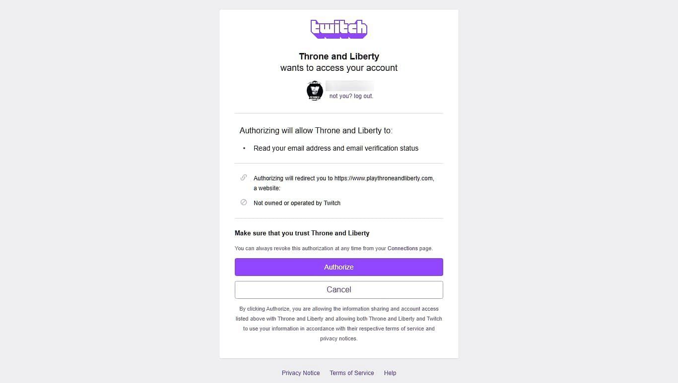 Authorize the linking on this screen first (Image via Twitch)