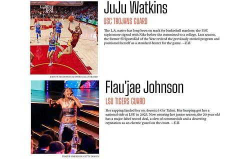 JuJu Watkins and Flau'jae Johnson were named SI's most influential sporting figures