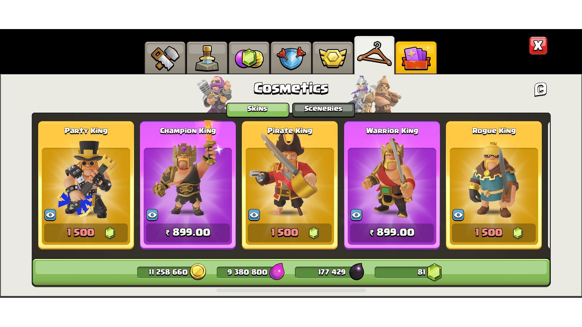 Party King is among the Barbarian King skins in Clash of Clans (Image via Supercell)