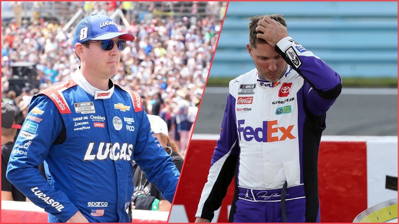 NASCAR drivers Kyle Busch (L) and Denny Hamlin (R) [Source: Imagn]