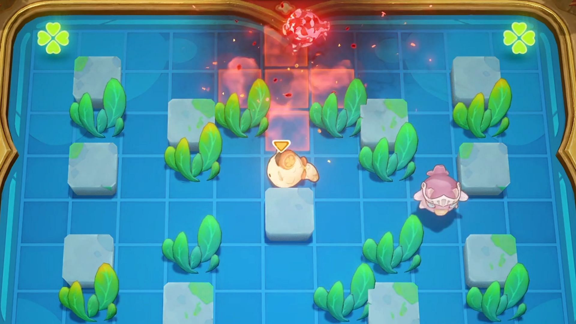 Bombs have a cross-shaped blast zone (Image via HoYoverse)