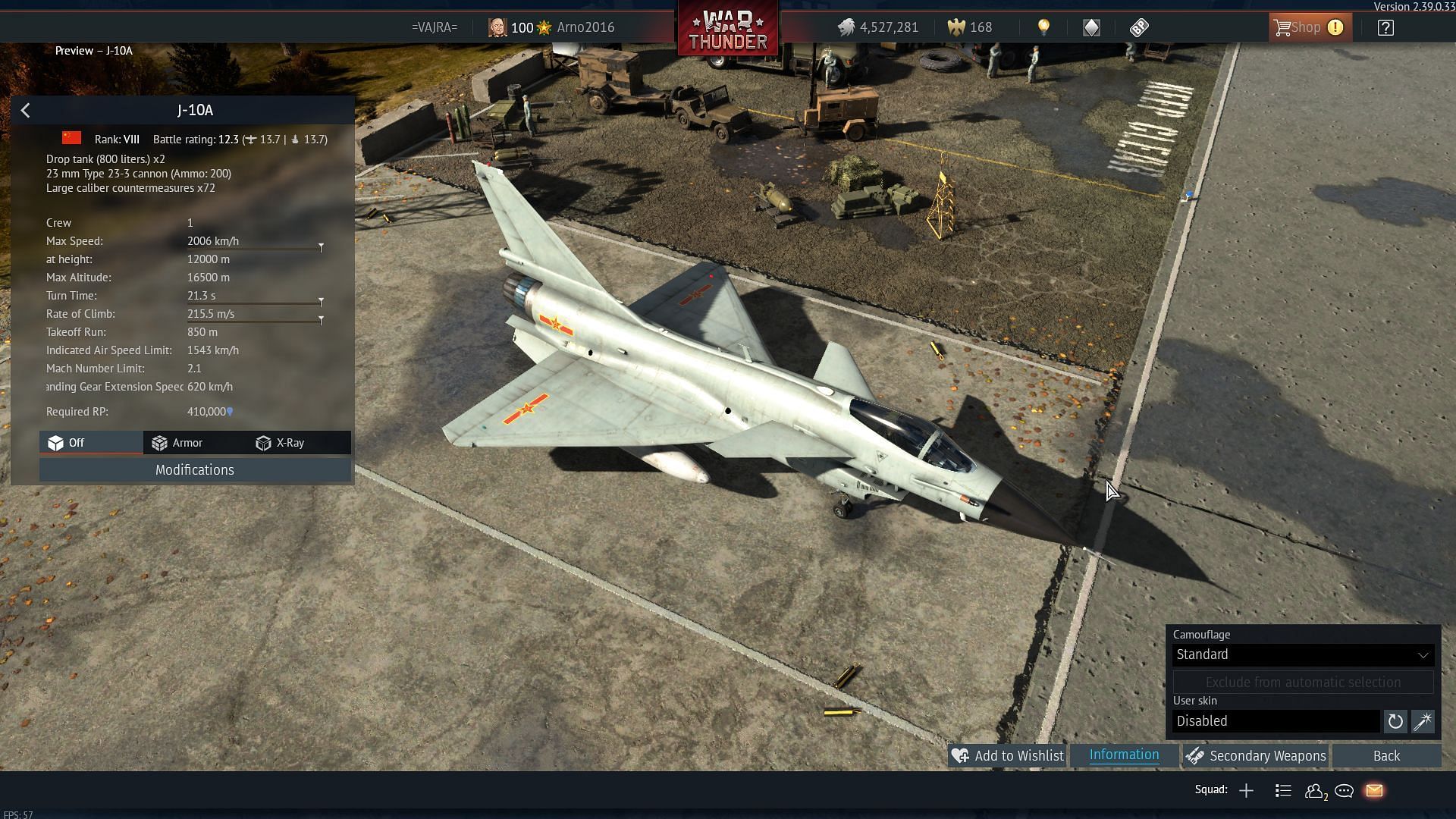 The J-10A is the newest addition to the Chinese tech tree (Image via Gaijin Entertainment)