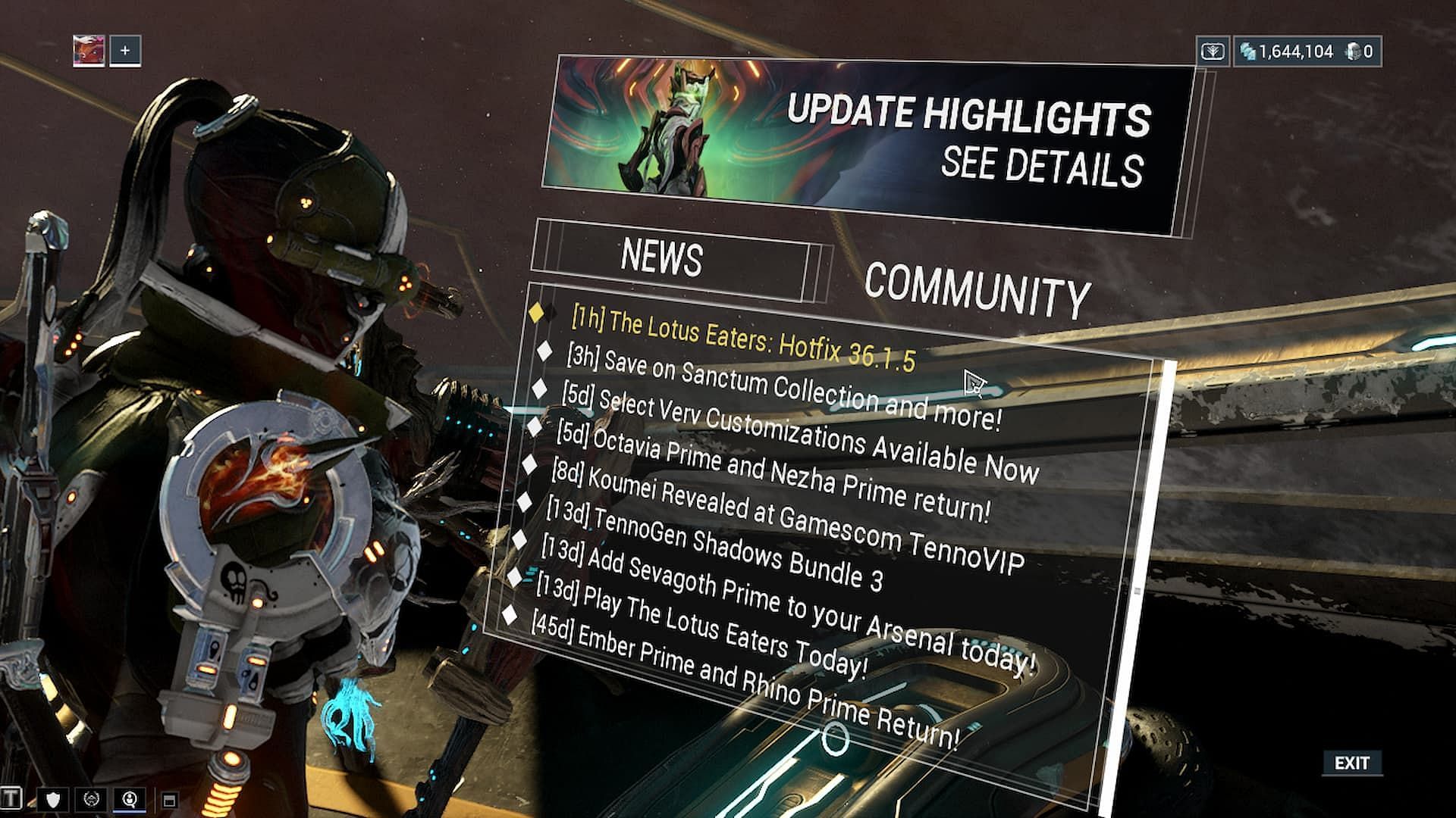 Warframe Hotfix 36.1.5 is now live 