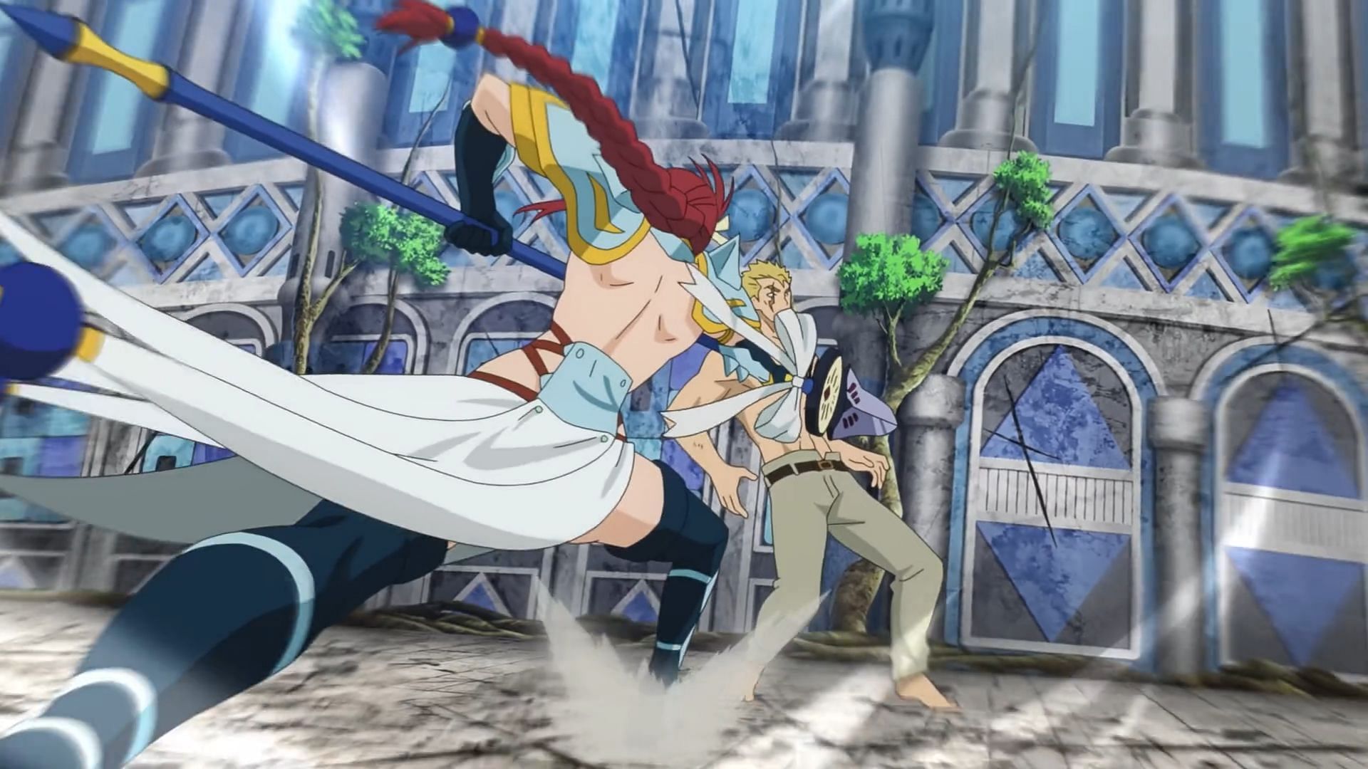 Erza takes on Laxus (Image via J.C. Staff)