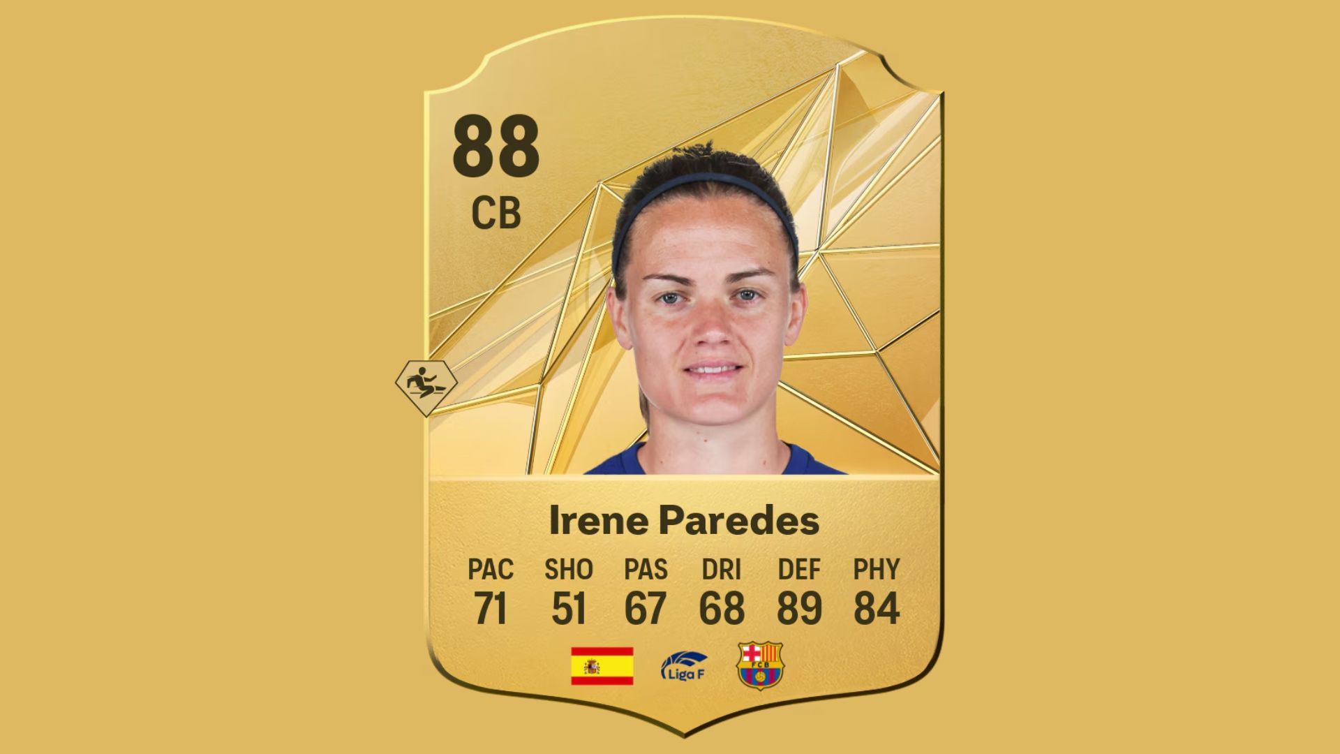 Irene Paredes&#039; player card in the game (Image via EA Sports)