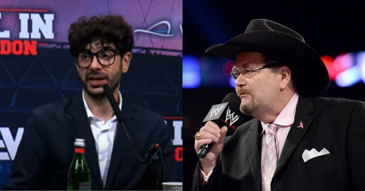 tony Khan (left) and Jim Ross (right) [Photos taken from AEW YouTube and WWE website]