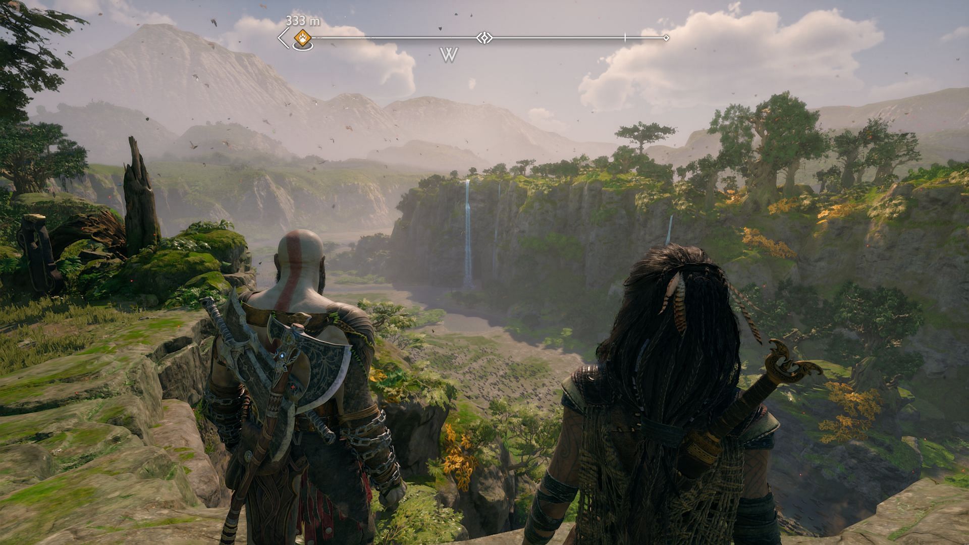 Kratos and Freya take a moment to appreciate the scenery (Image via Sony Interactive Entertainment)