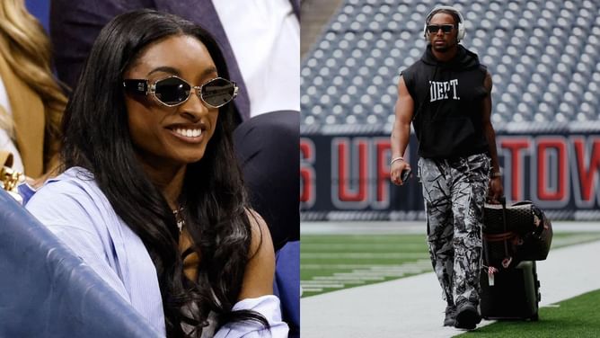 Simone Biles hypes up husband Jonathan Owens for Bears' SNF showdown vs Texans