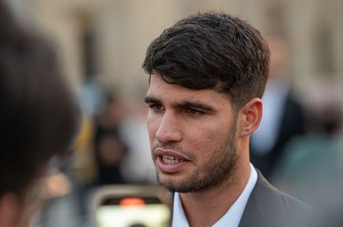 Carlos Alcaraz at the Laver Cup presentation (Image: Getty)