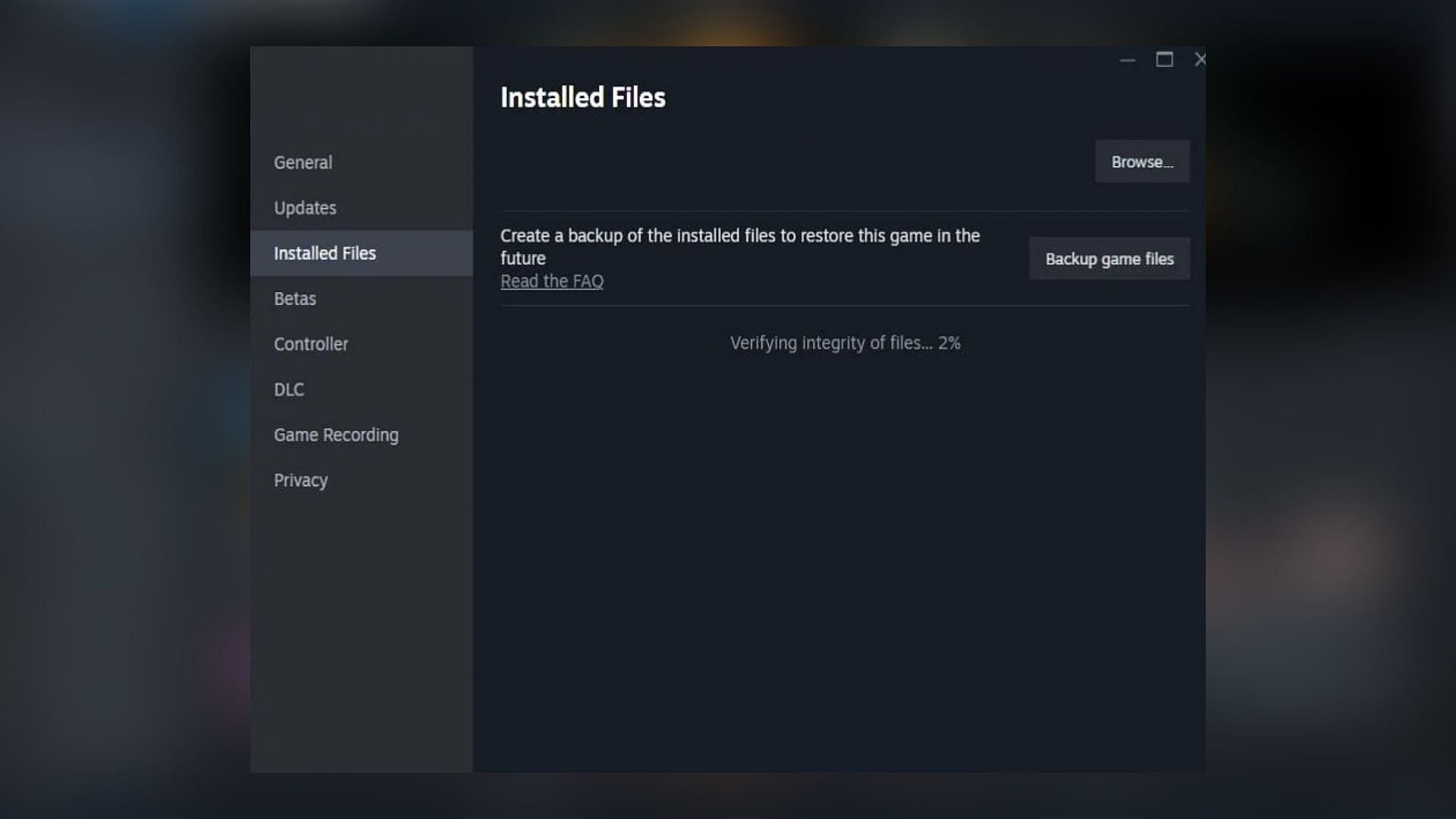 Verification of files on Steam (Image via Valve)