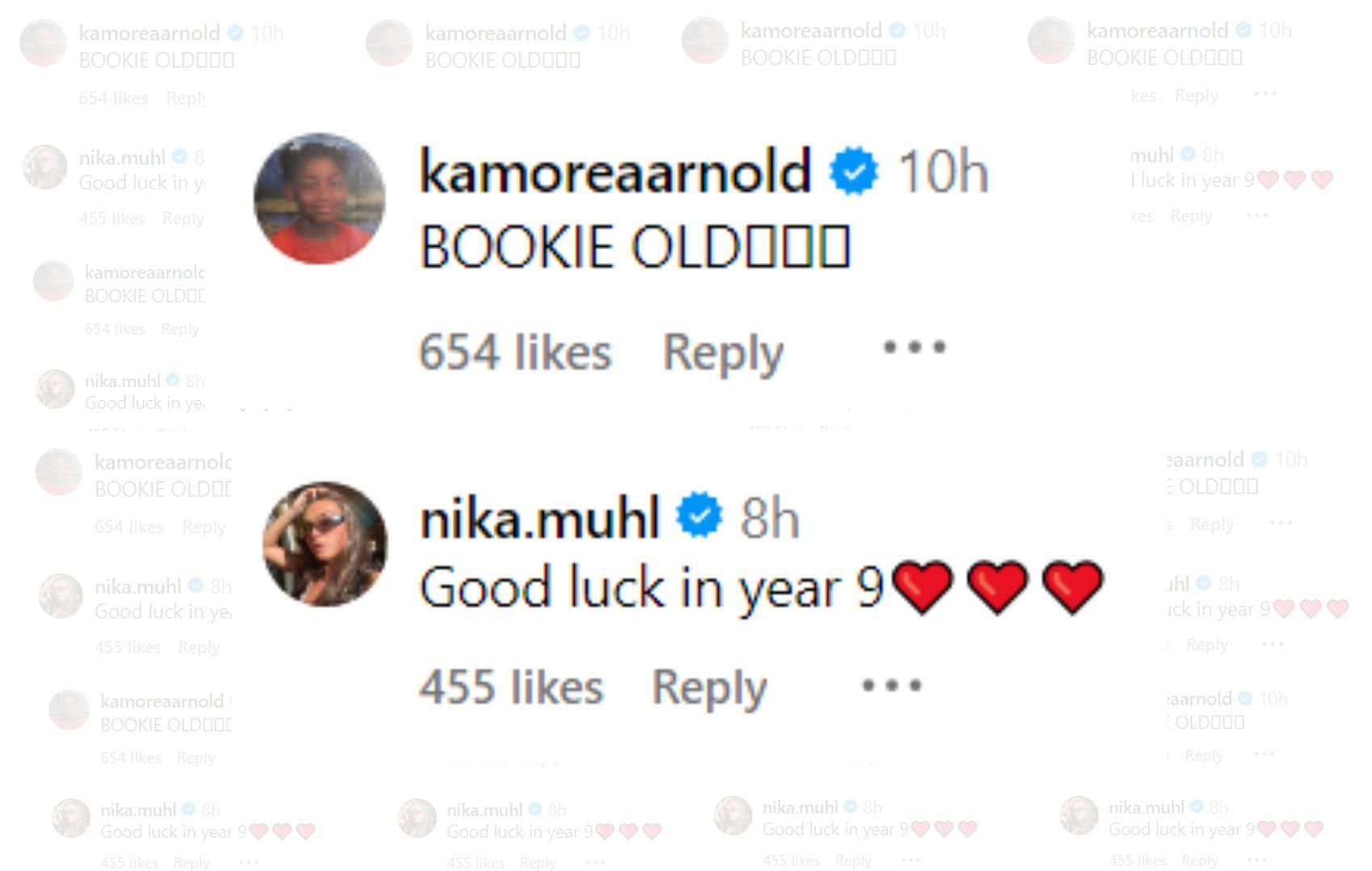 Nika Muhl and Kamorea Arnold's comments on Griffin's post