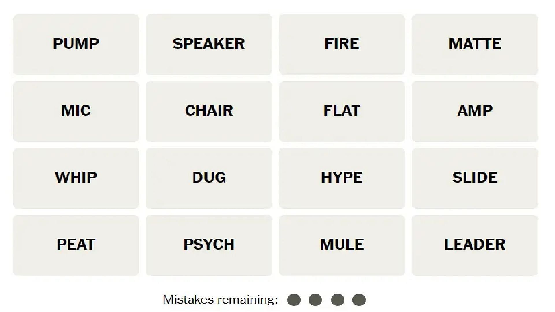All words for today&#039;s Connections puzzle (Image via New York ) 