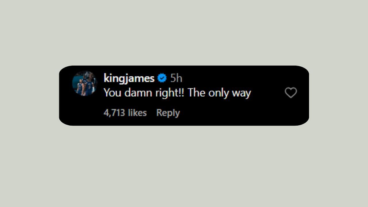 LeBron James leaves his comment on Curry&#039;s post. (Credits: @stephencurry30/Instagram)