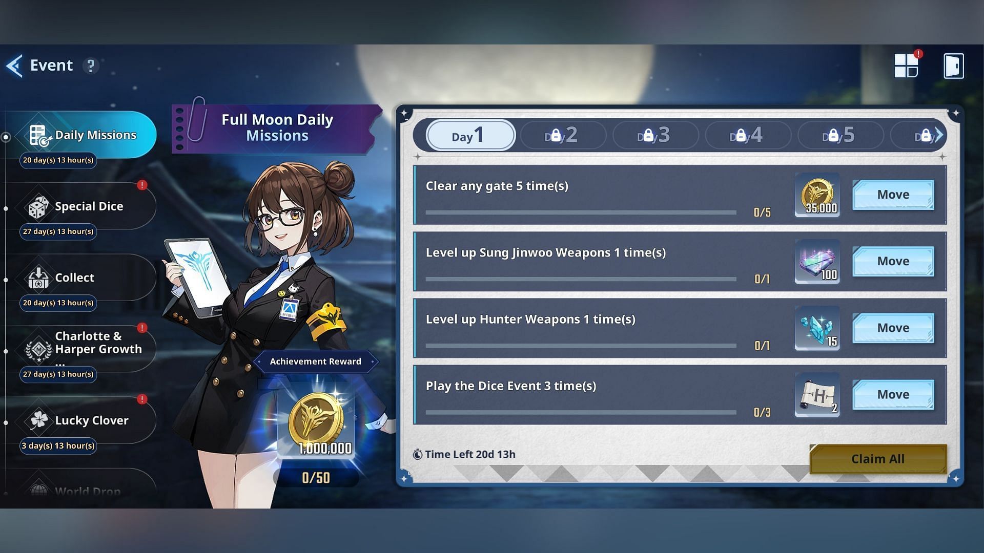 Full Moon Daily Missions event (Image via Netmarble)