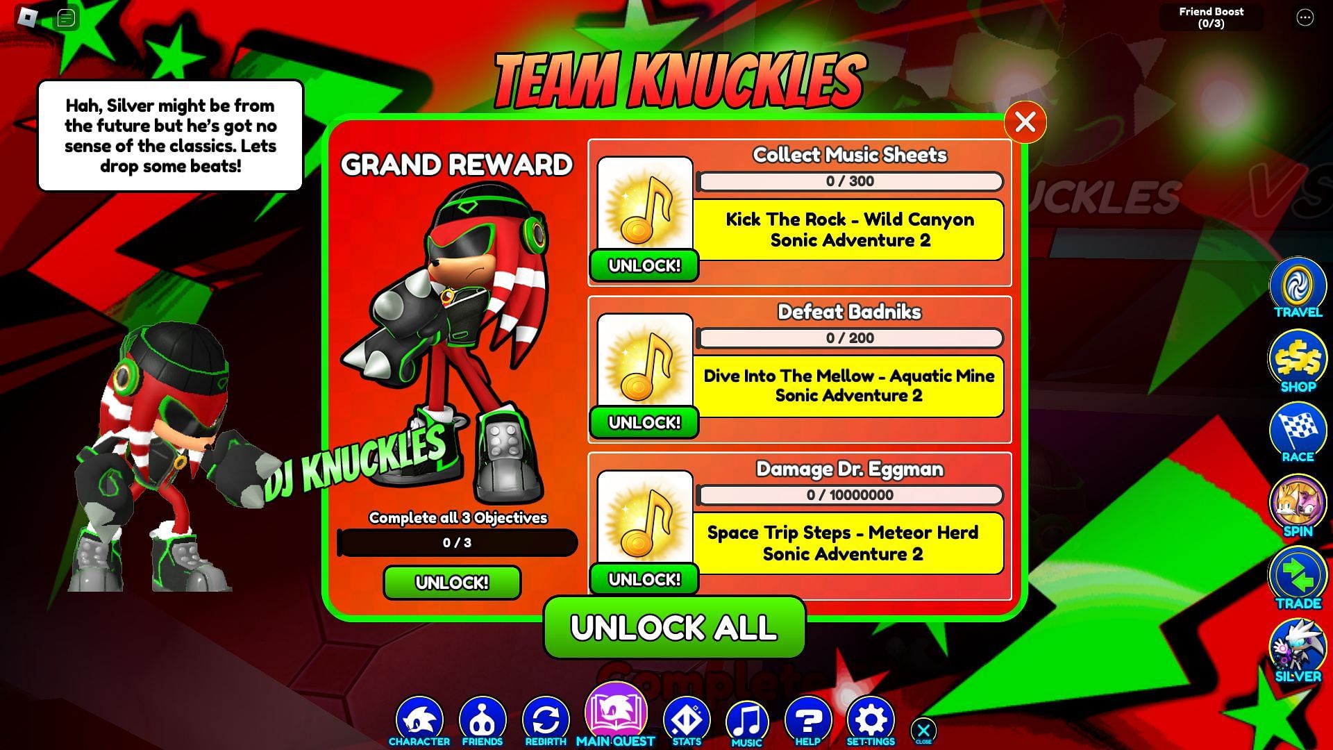 Team Knuckles mission (Image via Roblox)