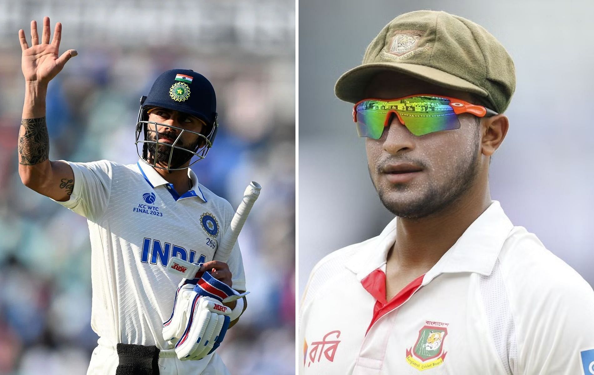 The battle between Virat Kohli and Shakib Al Hasan will be key to the India-Bangladesh series outcome [Credit: Getty]