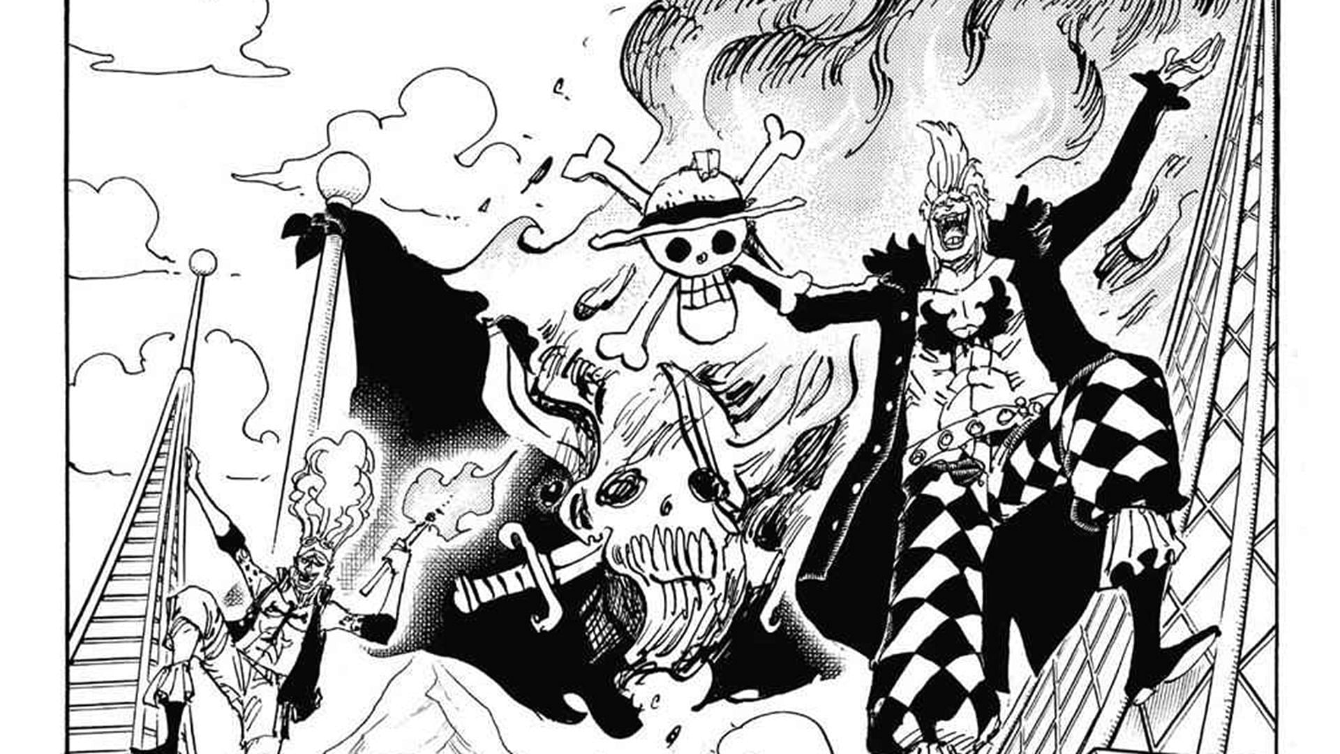 Bartolomeo burns the Jolly Roger of the Red Hair Pirates (Image via Shueisha)