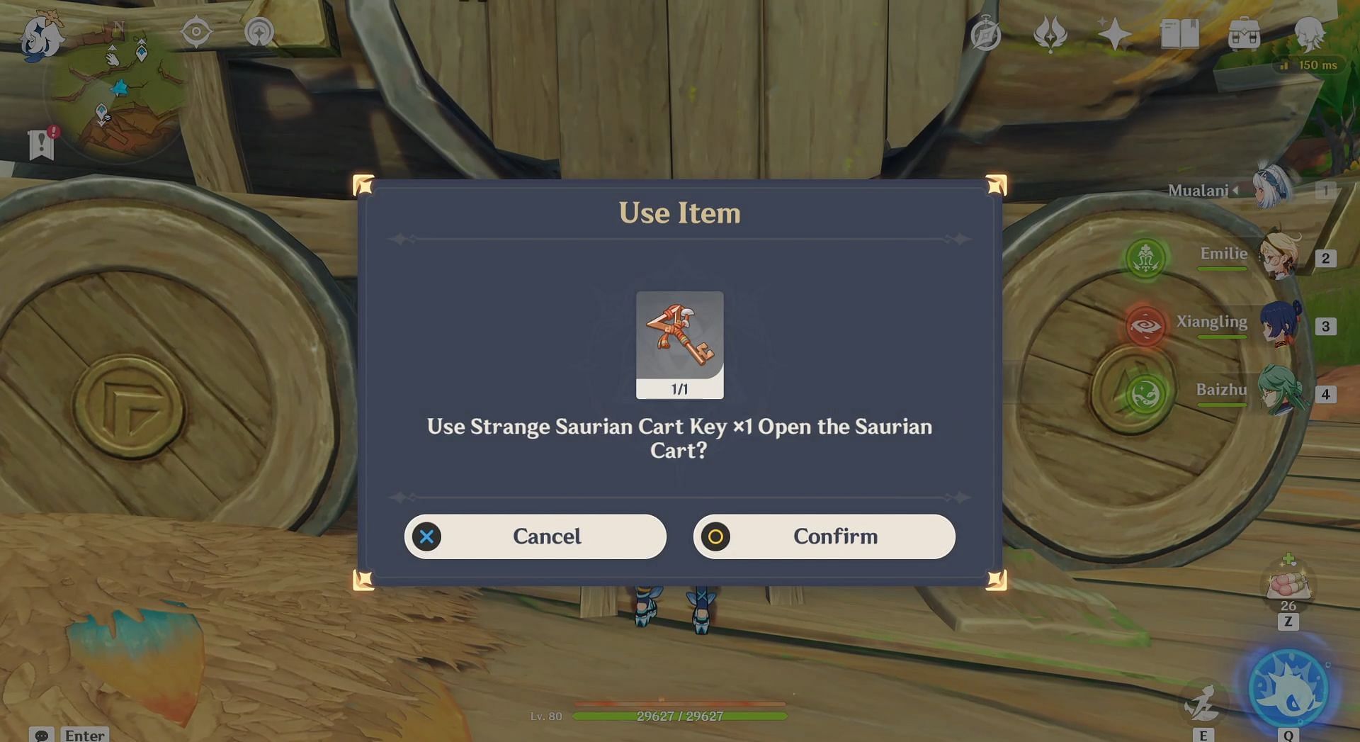 Use the Strange Saurian Cart Key to open the Strange Saurian Cart. (Image via HoYoverse)