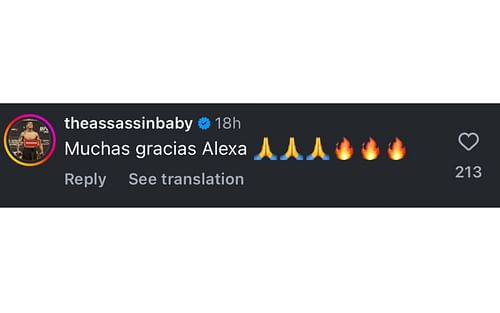 Moreno's Instagram comment