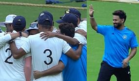 [Watch] India B's Rishabh Pant hilariously enters India A's huddle before Day 4's play of 2024 Duleep Trophy
