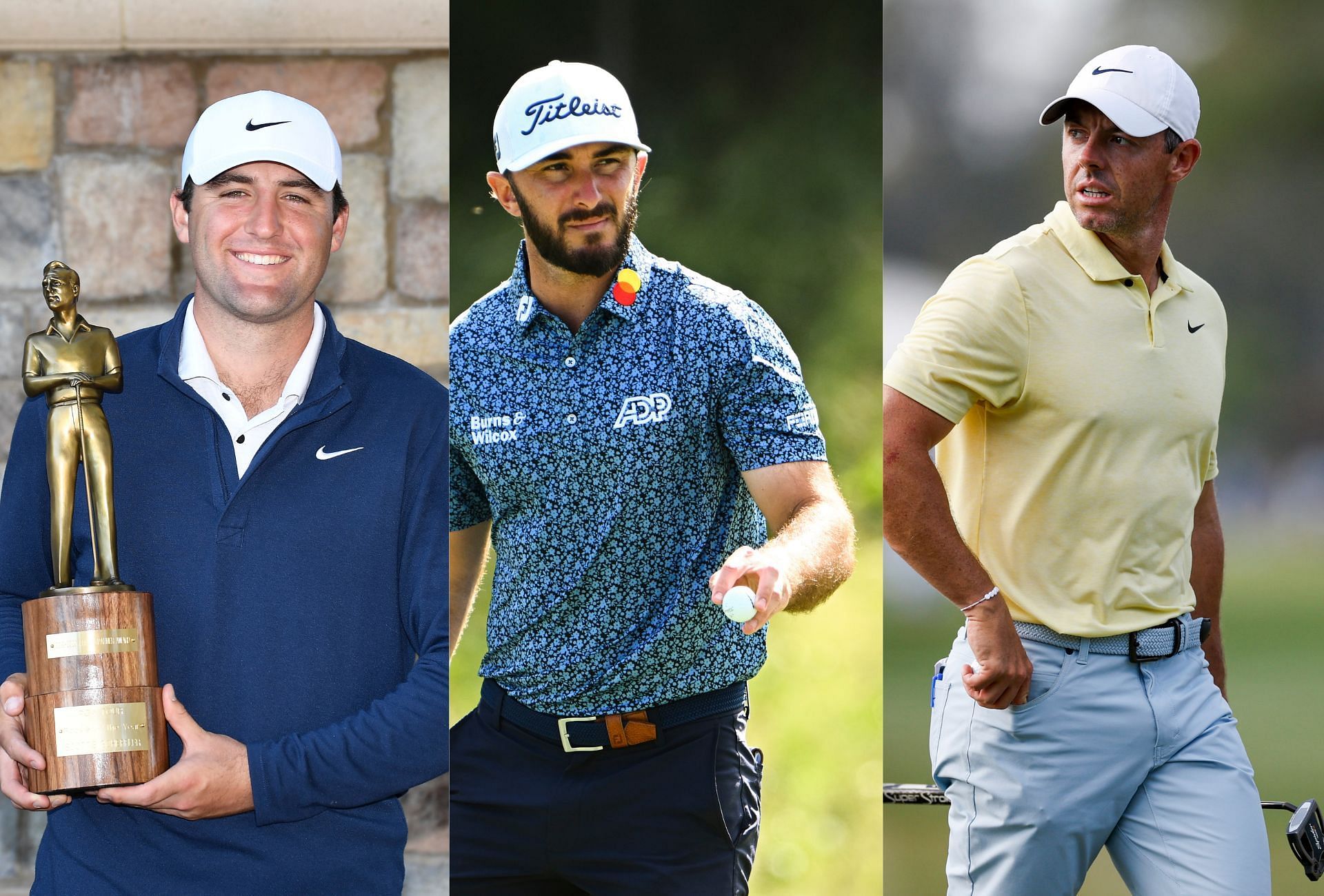 Scottie Scheffler, Max Homa and Rory McIlroy ( via Getty)