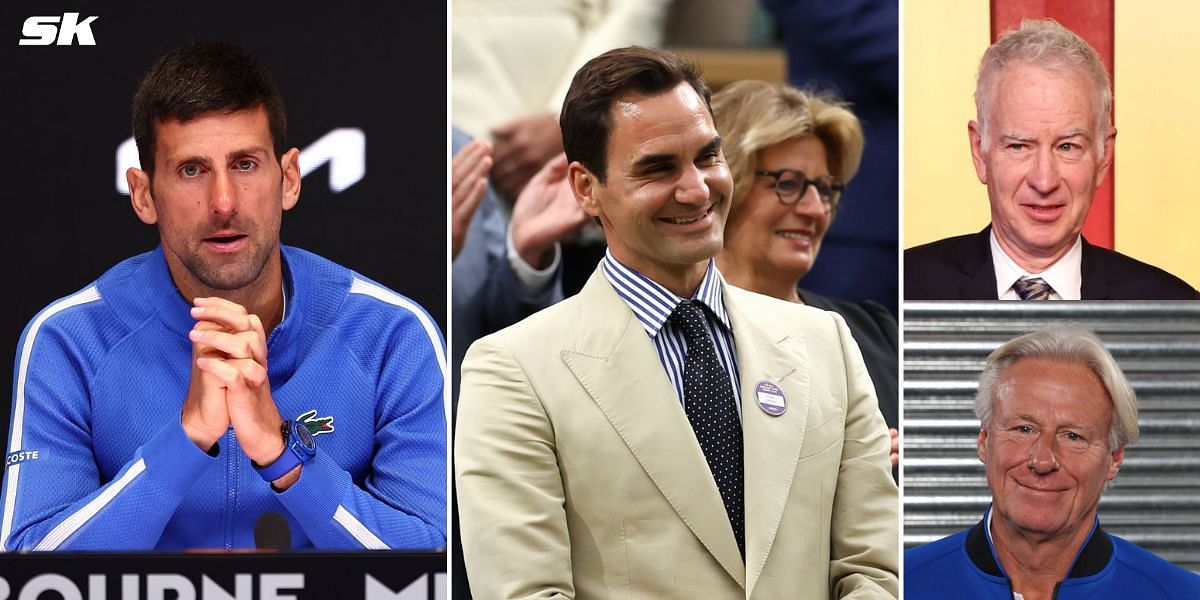 (Left to Right) Novak Djokovic, Roger Federer, John McEnroe (Top), Bjorn Borg (Bottom) (Source: Getty Images)