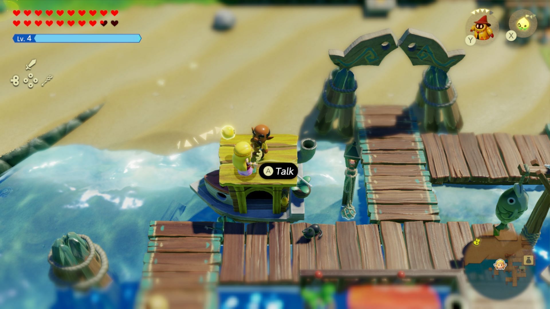 Talk to the man on top of the boat to start the quest for the Fairy Bottle (Image via Nintendo)