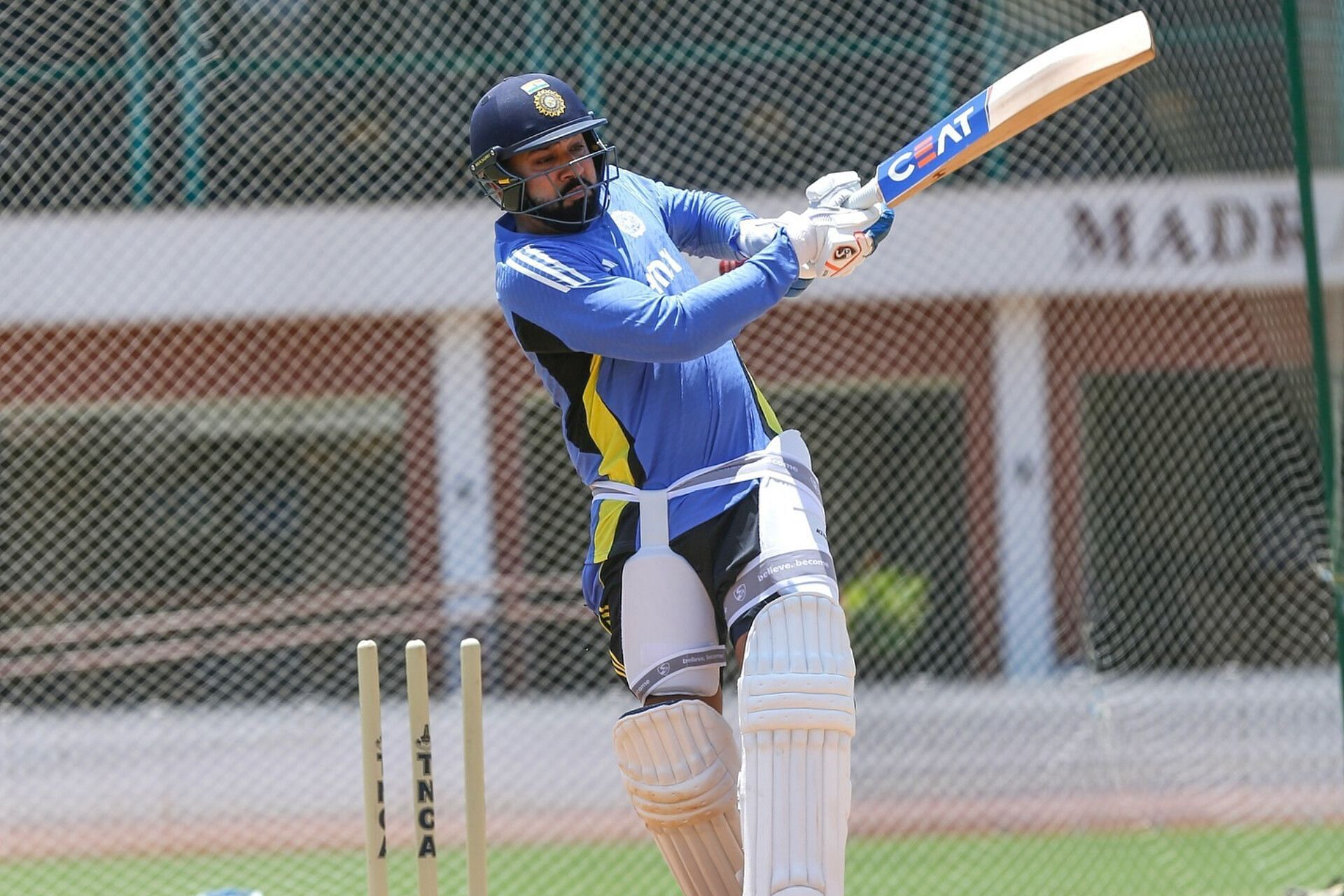 Rohit Sharma sweats it out in the nets (Image via Instagram/@rohitsharma45)