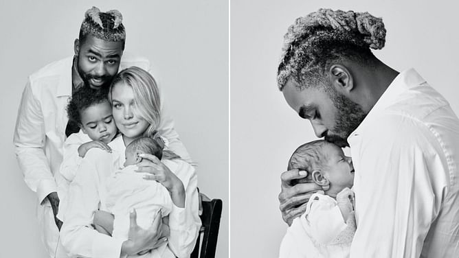 In Photos: Lakers’ D'Angelo Russell poses for family portrait with GF Laura Ivaniukas and kids