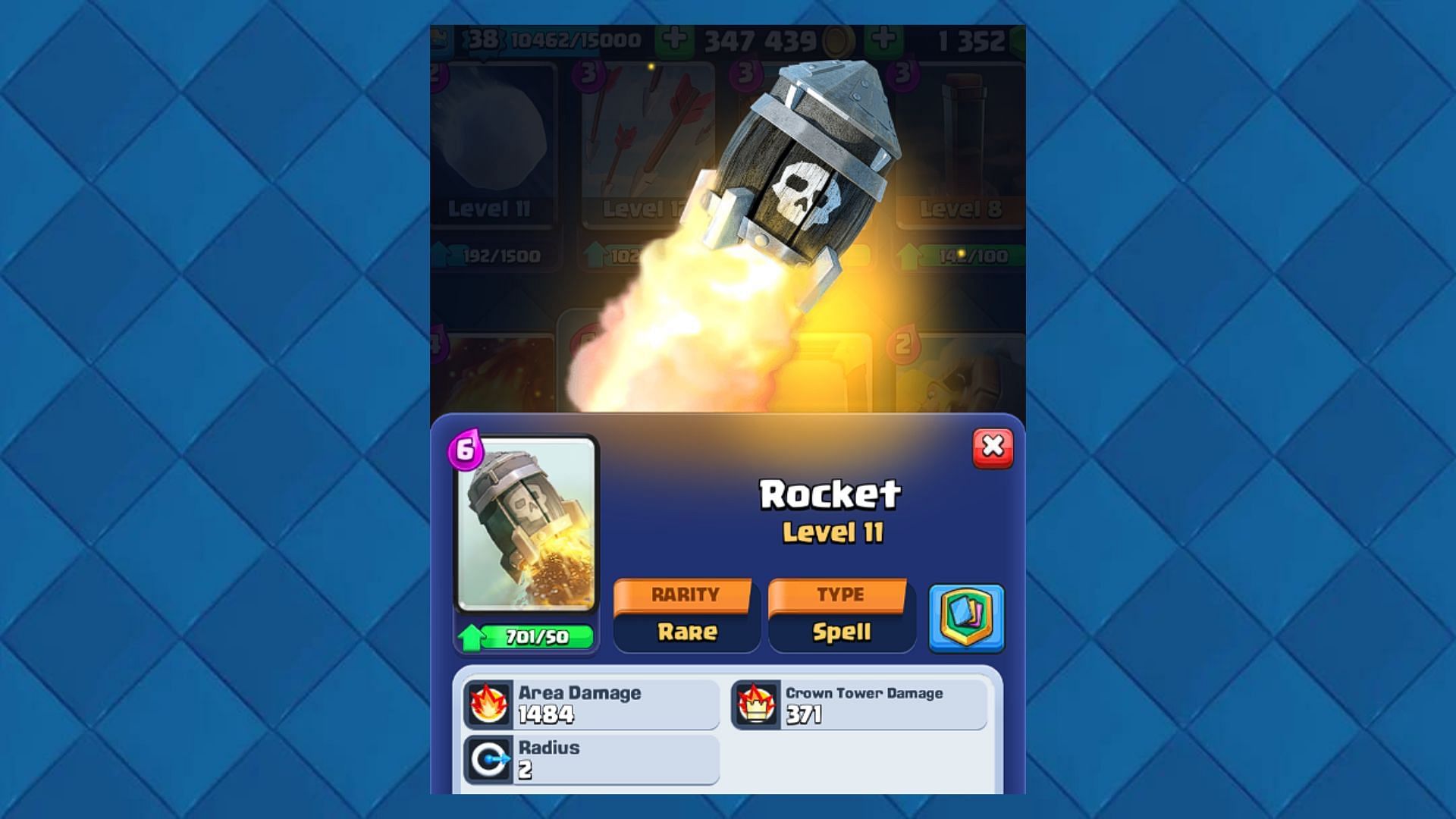 Rocket Spell Card in Clash Royale (Image via Supercell)