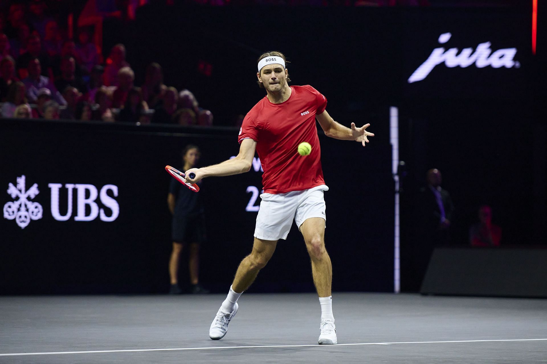 Fritz executes a forehand during the Laver Cup 2024 - Source: Getty