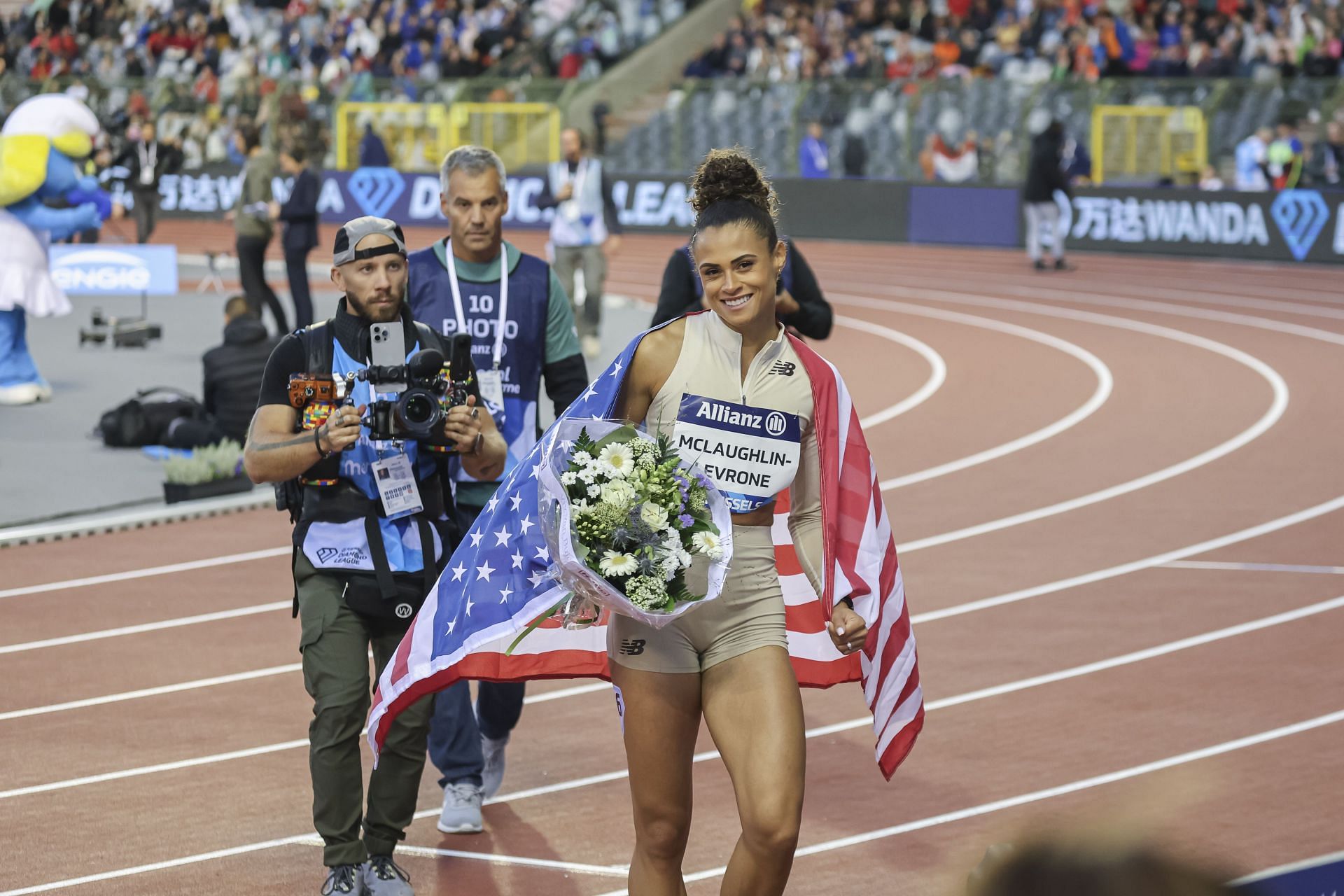 McLaughlin-Levrone after her exhibition race at the Wanda Diamond League finals 2024 (Image via Getty)