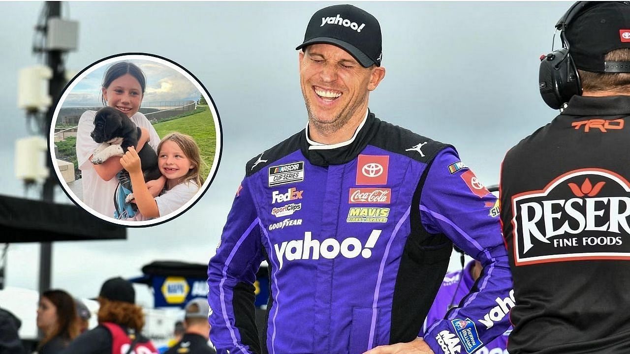 Denny Hamlin sideling his dog Lulu