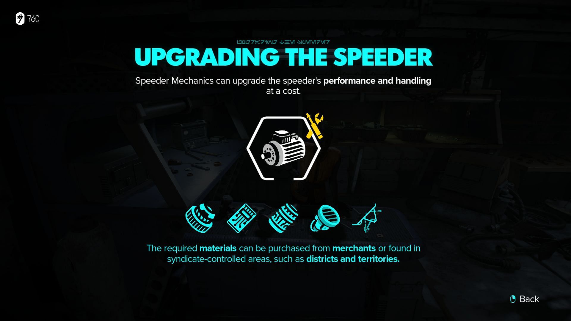 Selo will upgrade your speeder in Star Wars Outlaws (Image via Ubisoft)