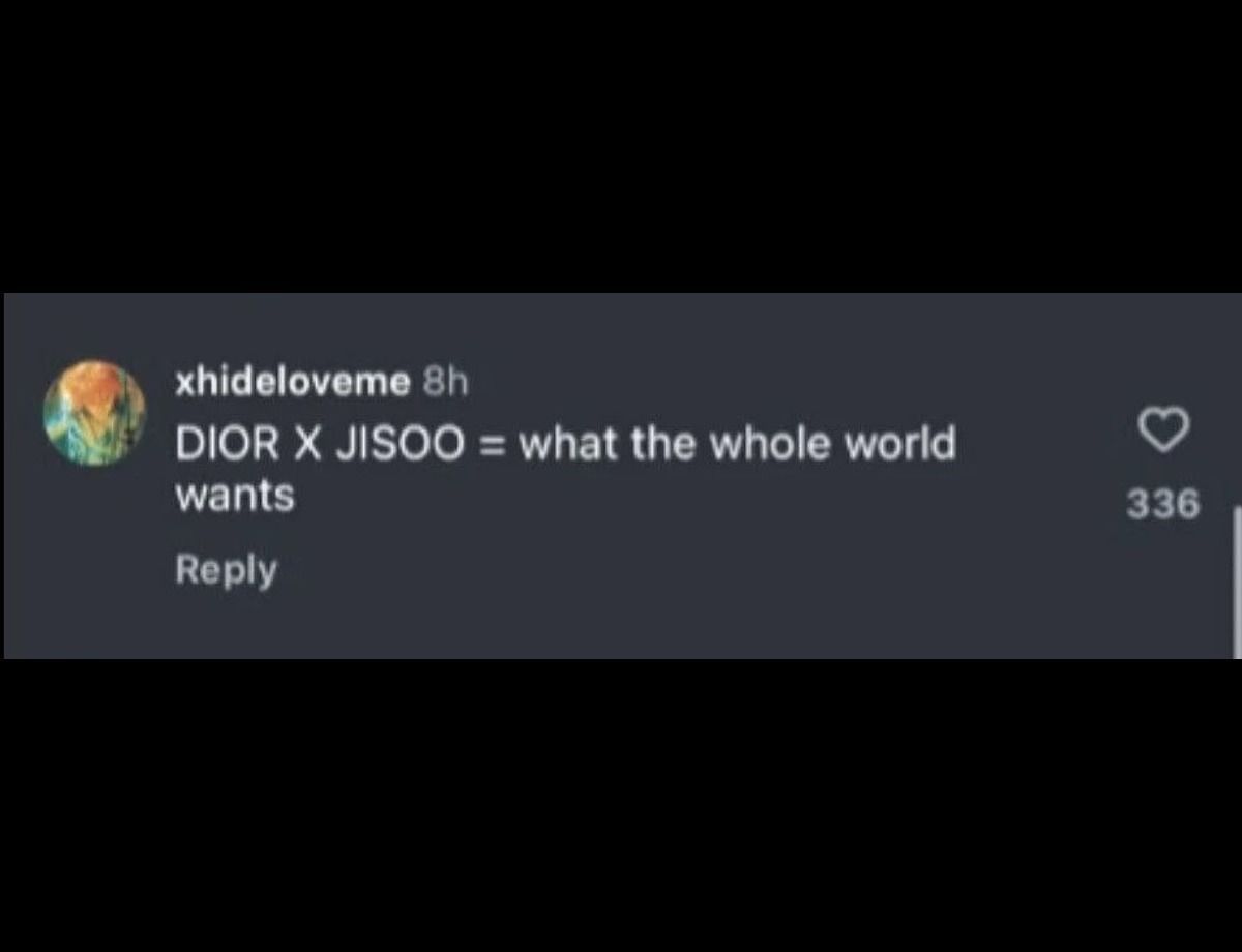 A fan react to BLACKPINK&#039;s Jisoo&#039;s latest campaign for Dior (Image via @dior/ Instagram)