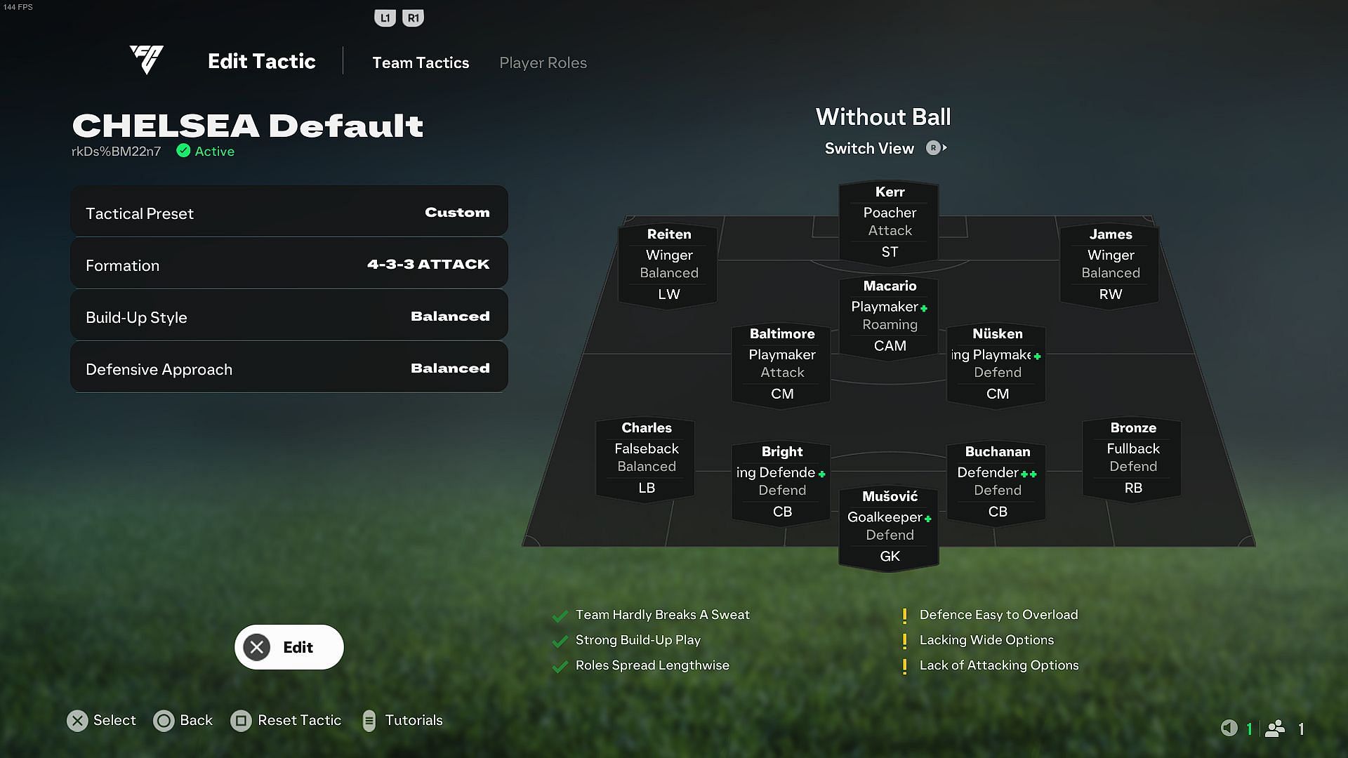 Best custom tactics for Chelsea Women (Image via EA Sports)