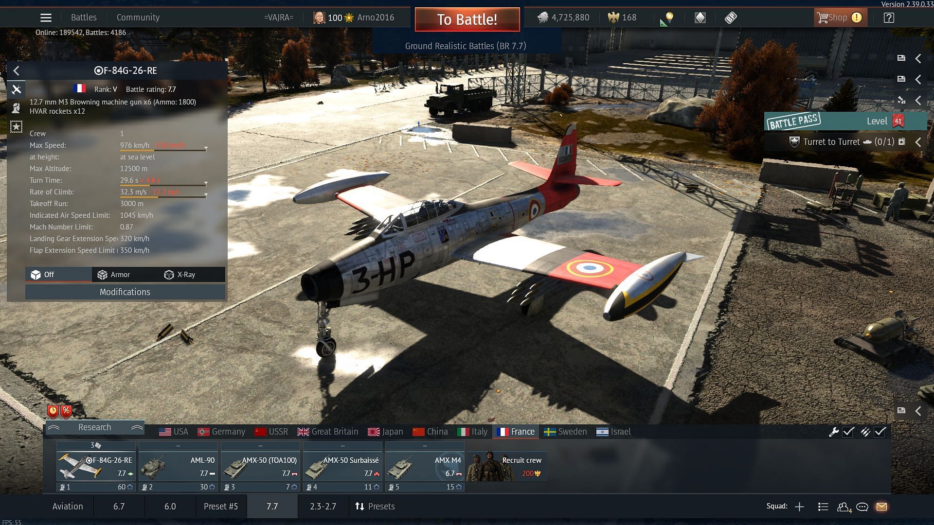 The F-84G-36-RE is a French strike aircraft (Image via Gaijin Entertainment)