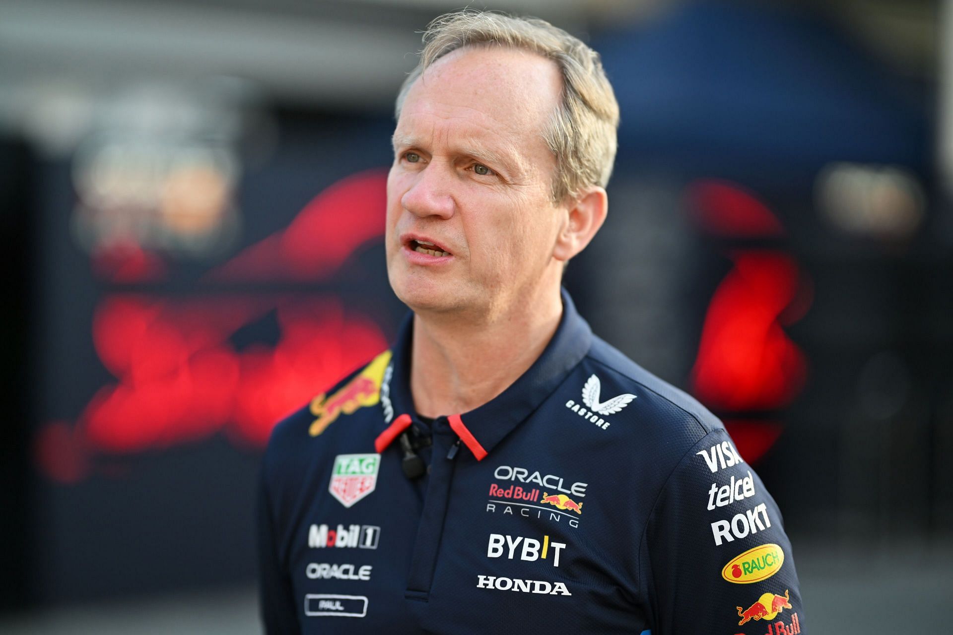 BAKU, AZERBAIJAN - SEPTEMBER 12: Oracle Red Bull Racing Head of Car Engineering Paul Monaghan looks on in the Paddock during previews ahead of the F1 Grand Prix of Azerbaijan at Baku City Circuit on September 12, 2024 in Baku, Azerbaijan. (Photo by Dan Mullan/Getty Images)