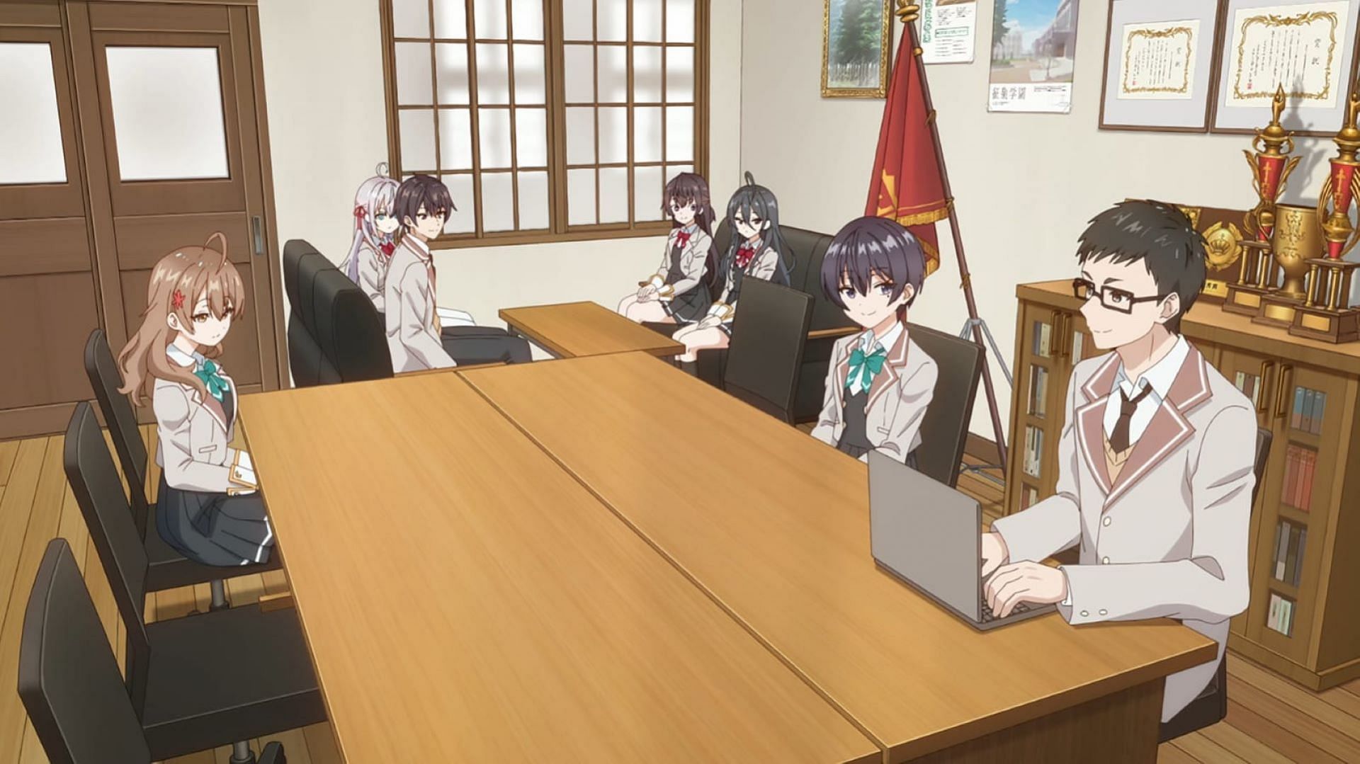 Kenzaki and others in the student council room (Image via Doga Kobo)