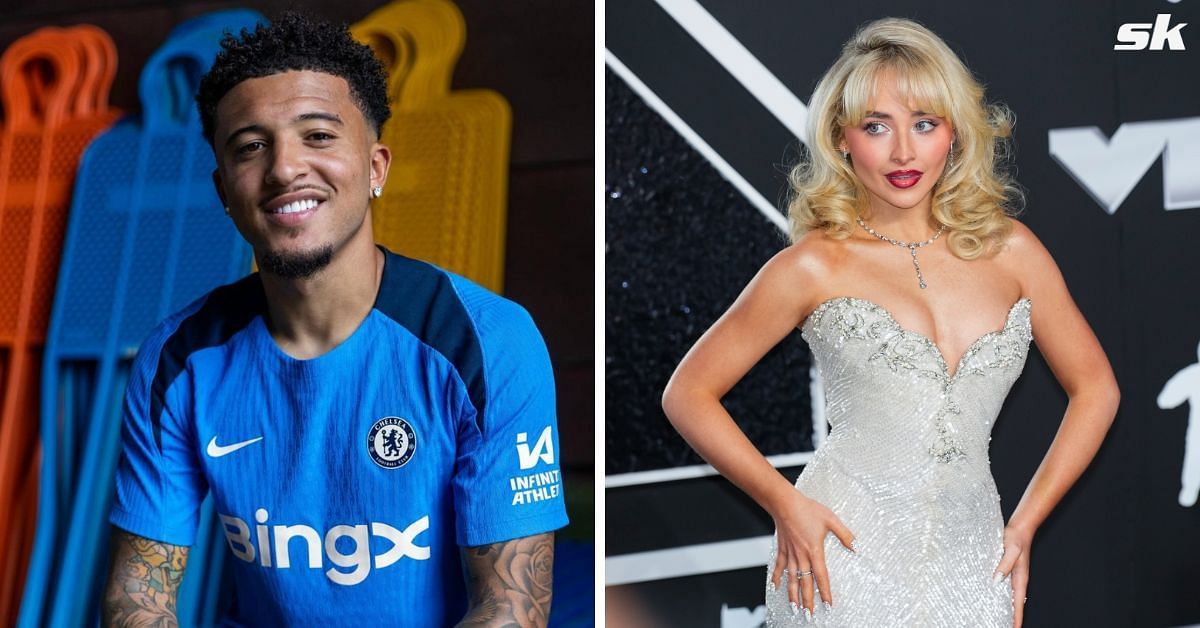 Jadon Sancho and Sabrina Carpenter (image via Getty and Instagram)