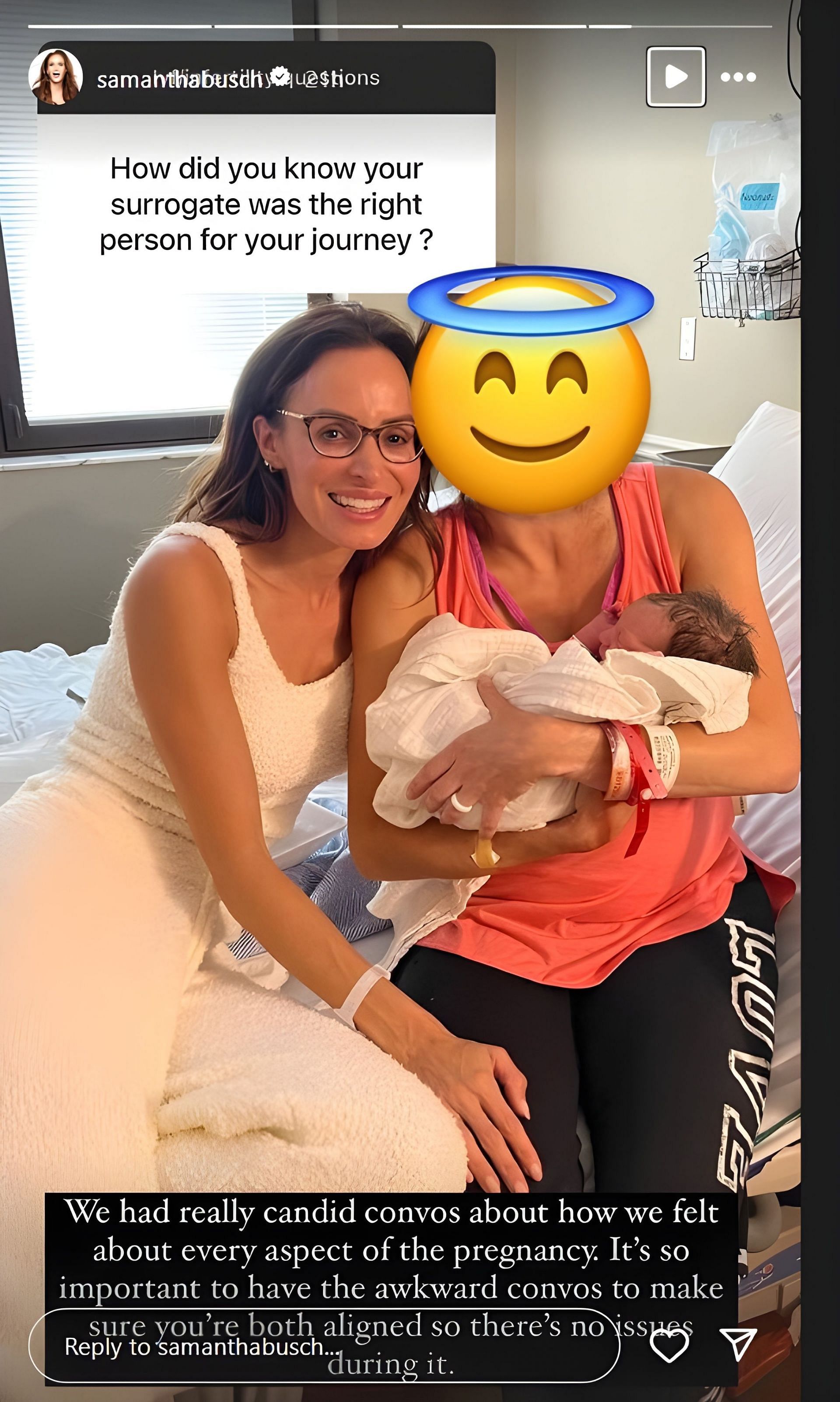 Samantha with the surrogate for her daughter Lennix (@samanthabusch on Instagram)